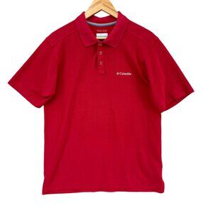 Columbia Omni Wick Polo Mens Dark Red Short Sleeve Golf Shirt Size M